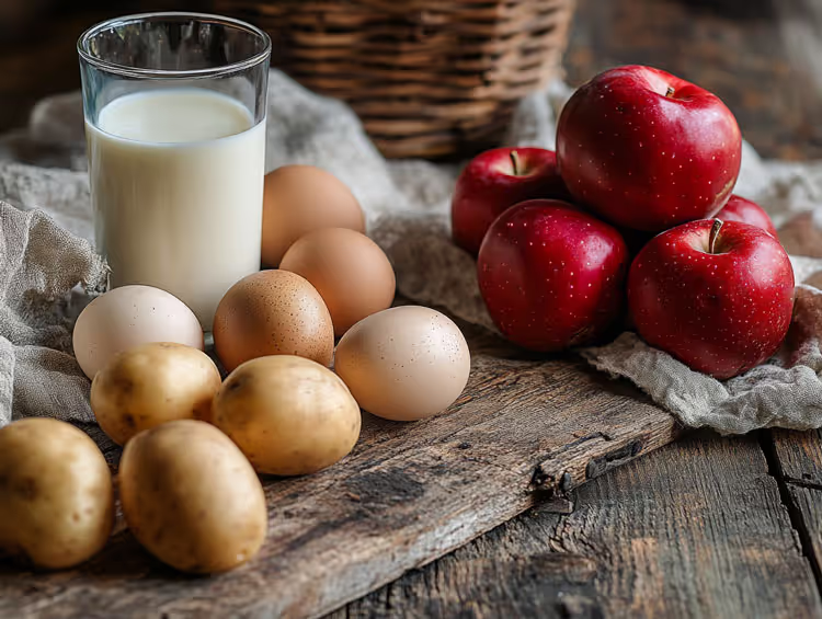 Kartoffeln, Eier, Äpfel, Milch - Hof Lievre